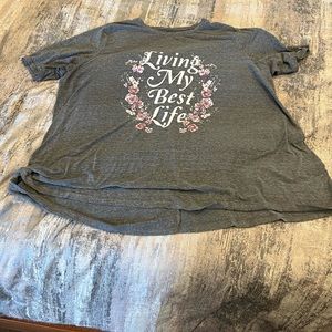 Lane Bryant Women’s “Living My Best Life” Floral DISTRESSED Shirt